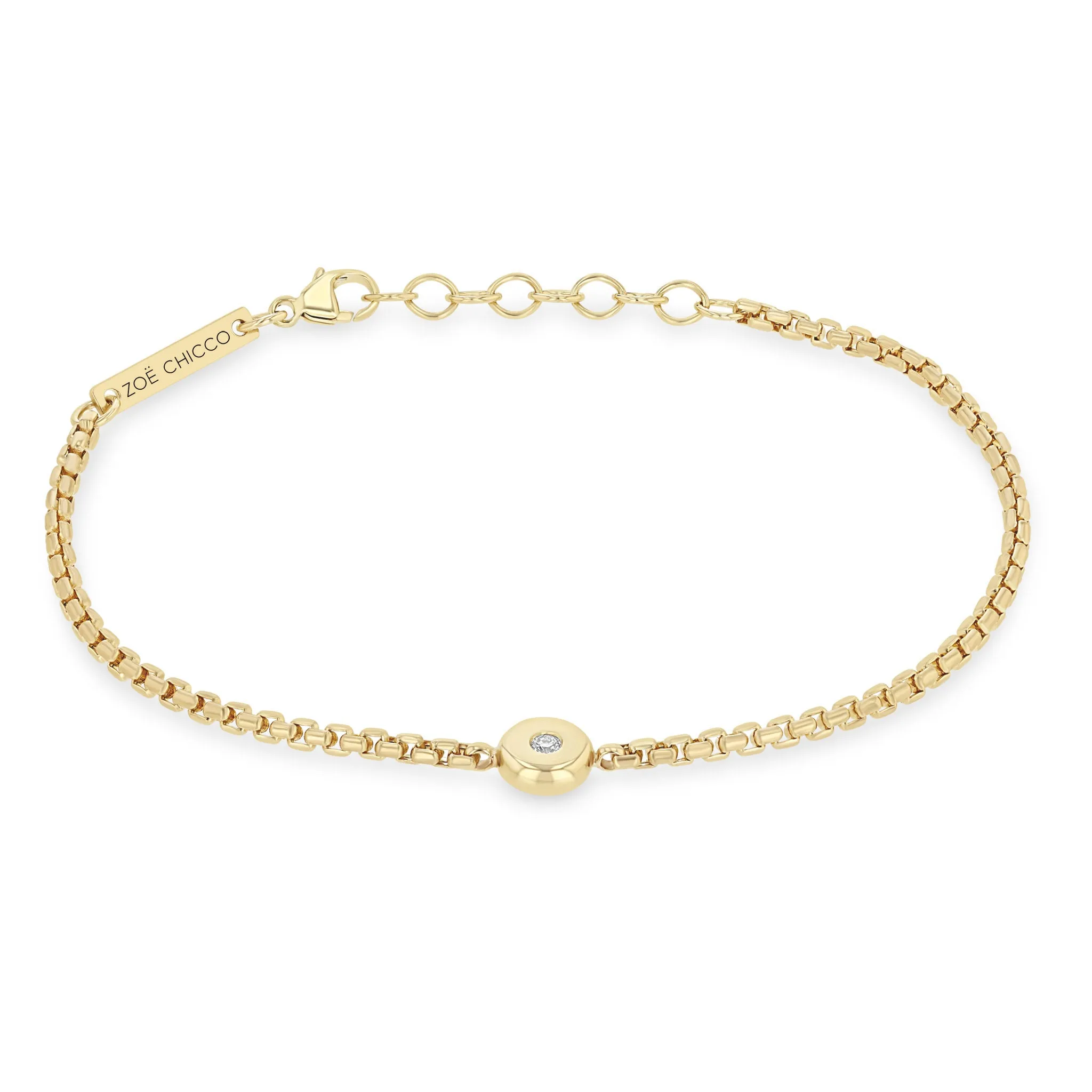 14k Diamond Nugget Box Chain Bracelet