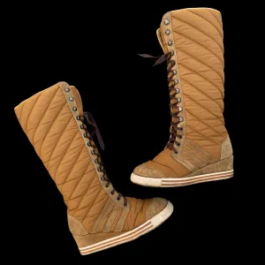 1970s Lace-up Sneaker Wedge Boots Size 8