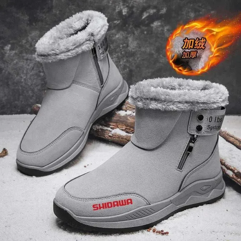 2024 Men Winter Plush Thicken Fishing Boots Fashion Casual Sports Shoes Outdoor Warm Non Slip High Top Climbing Shoes Snow Boots