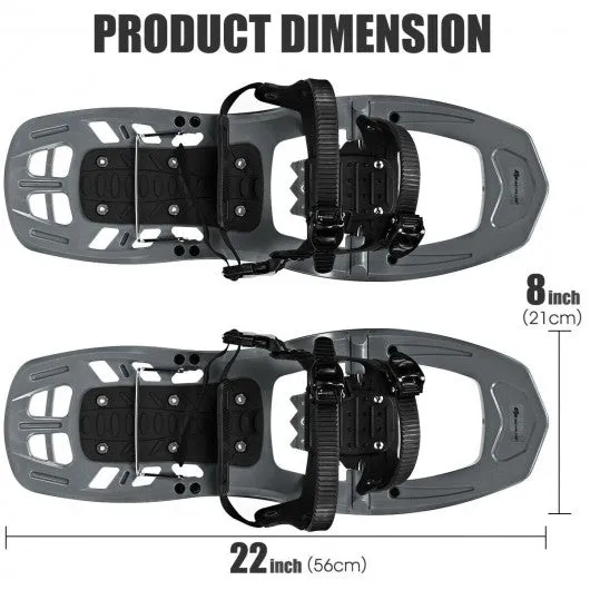 22 inch Lightweight All Terrain Snowshoes with Bag Anti-Slip-Gray