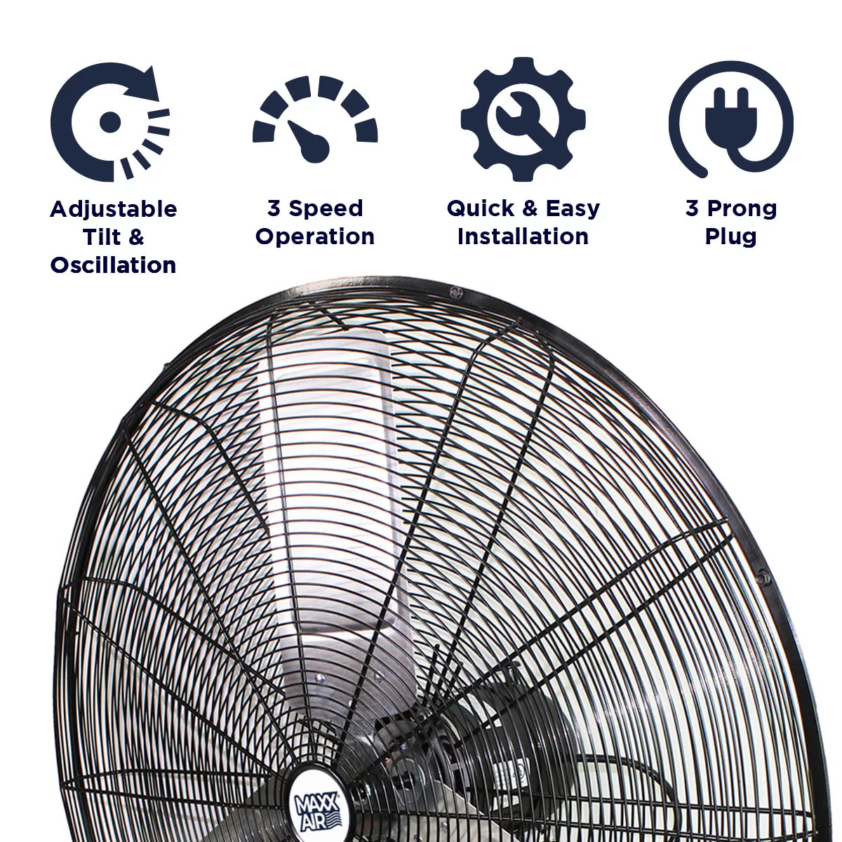 30 In. 3-Speed Tilting Wall Mount Fan with Oscillation