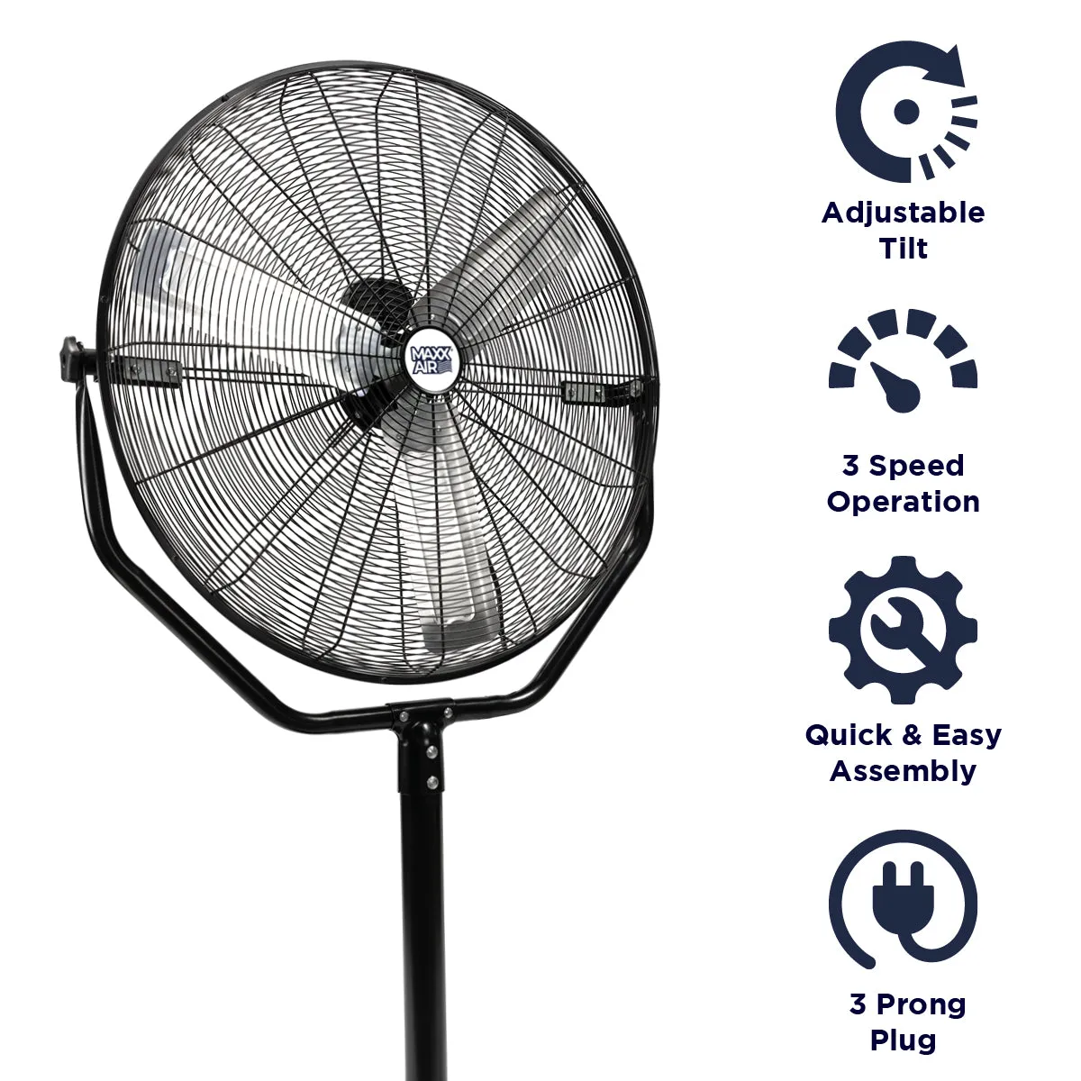 30 In. 3-Speed Tilting Yoke Pedestal Fan