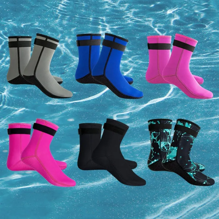 3mm Waterproof Long Beach Diving Socks Warm Non-slip Snorkeling Socks, Size: L(Black)