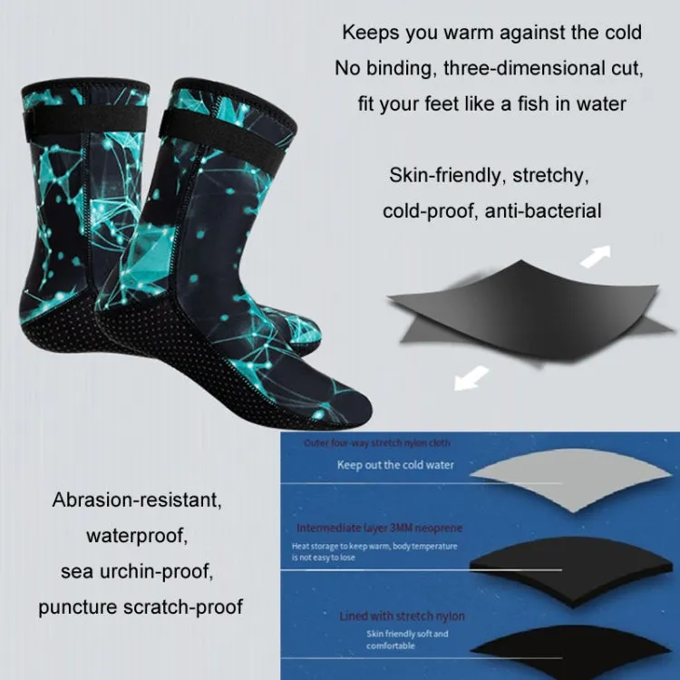 3mm Waterproof Long Beach Diving Socks Warm Non-slip Snorkeling Socks, Size: L(Black)