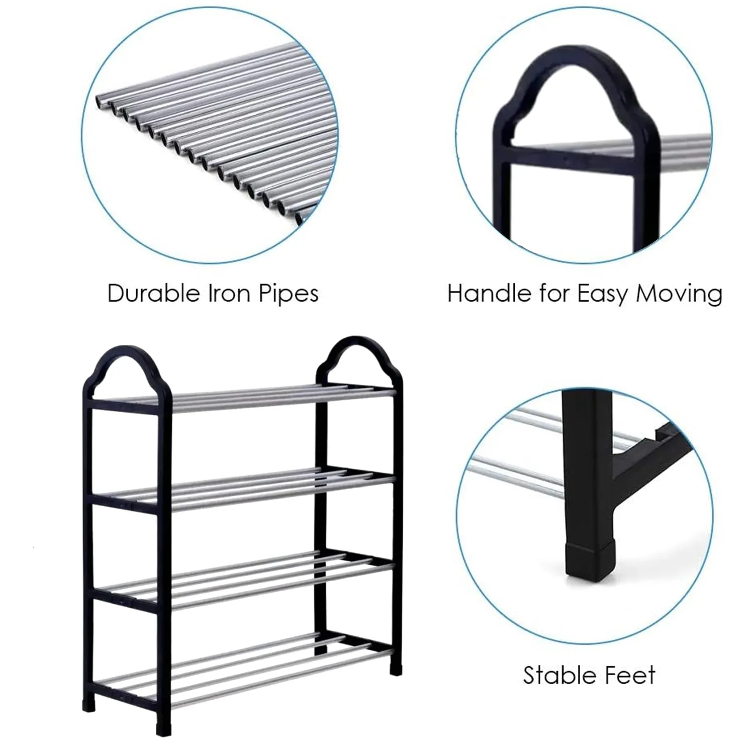 4 Layer Space?saving Shoes Show Rack Folding Shoe Rack (1 Pc)