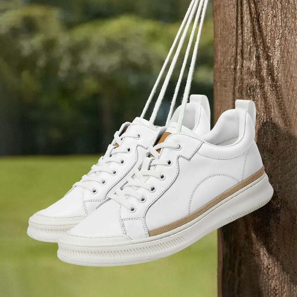 5 CM/1.95 Inches CMR CHAMARIPA White Leather Height-Increasing Men's Shoes