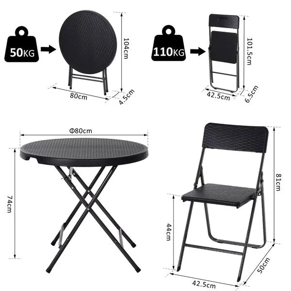 5 PCS Rattan Patio Set - Black