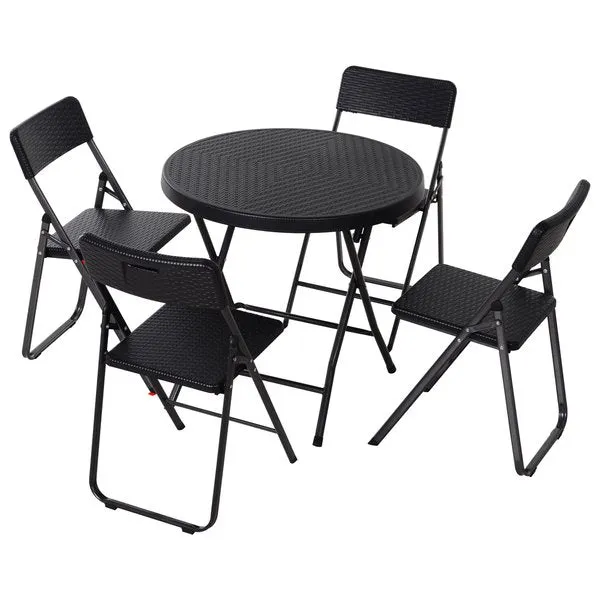 5 PCS Rattan Patio Set - Black