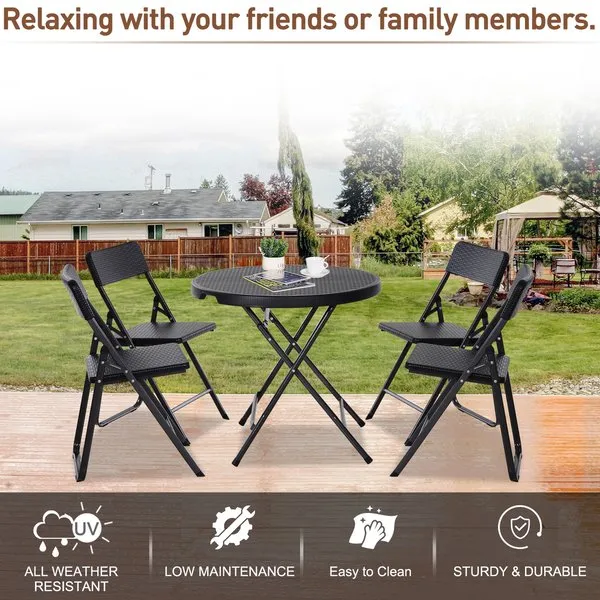 5 PCS Rattan Patio Set - Black