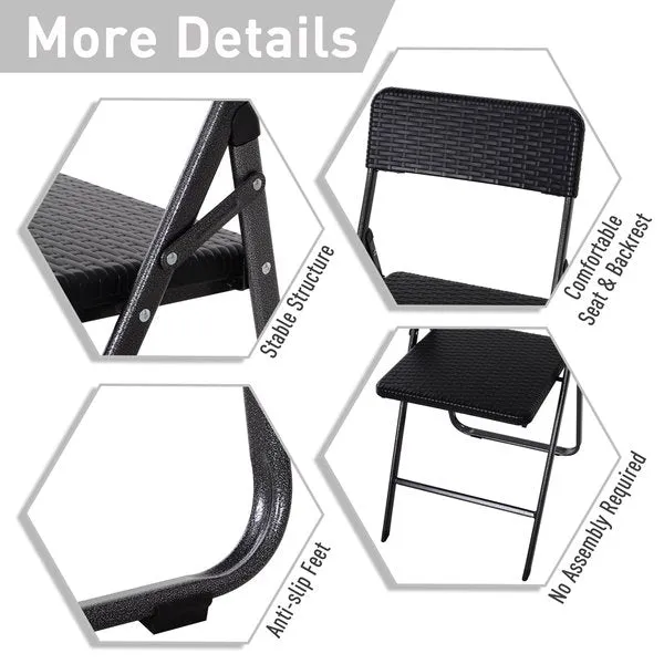 5 PCS Rattan Patio Set - Black