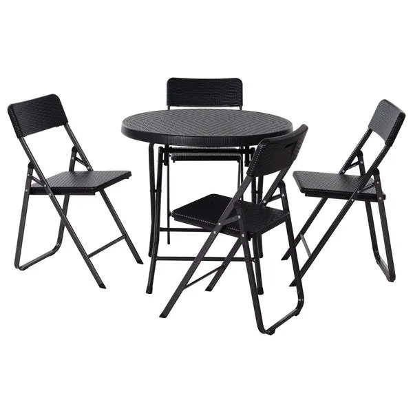 5 PCS Rattan Patio Set - Black