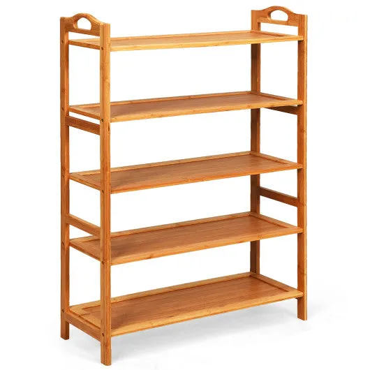 5-Tier Bamboo FreeStanding Shoe Rack-Natural