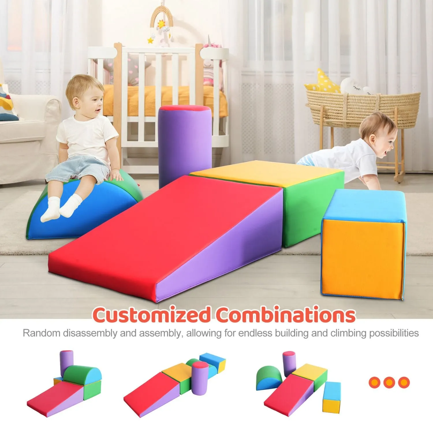 5PCS Soft Foam Climbing Blocks, Motor Skills Playset for Kids - GOMINIMO