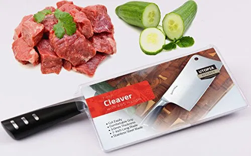 7 Inch Stainless Steel Chopper-Cleaver-Butcher Knife - Multipurpose Use for Home Kitchen or Restaurant (1-Pack) by Utopia Kitchen