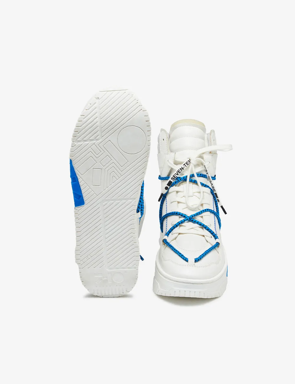 703 white & blue high-top sneaker