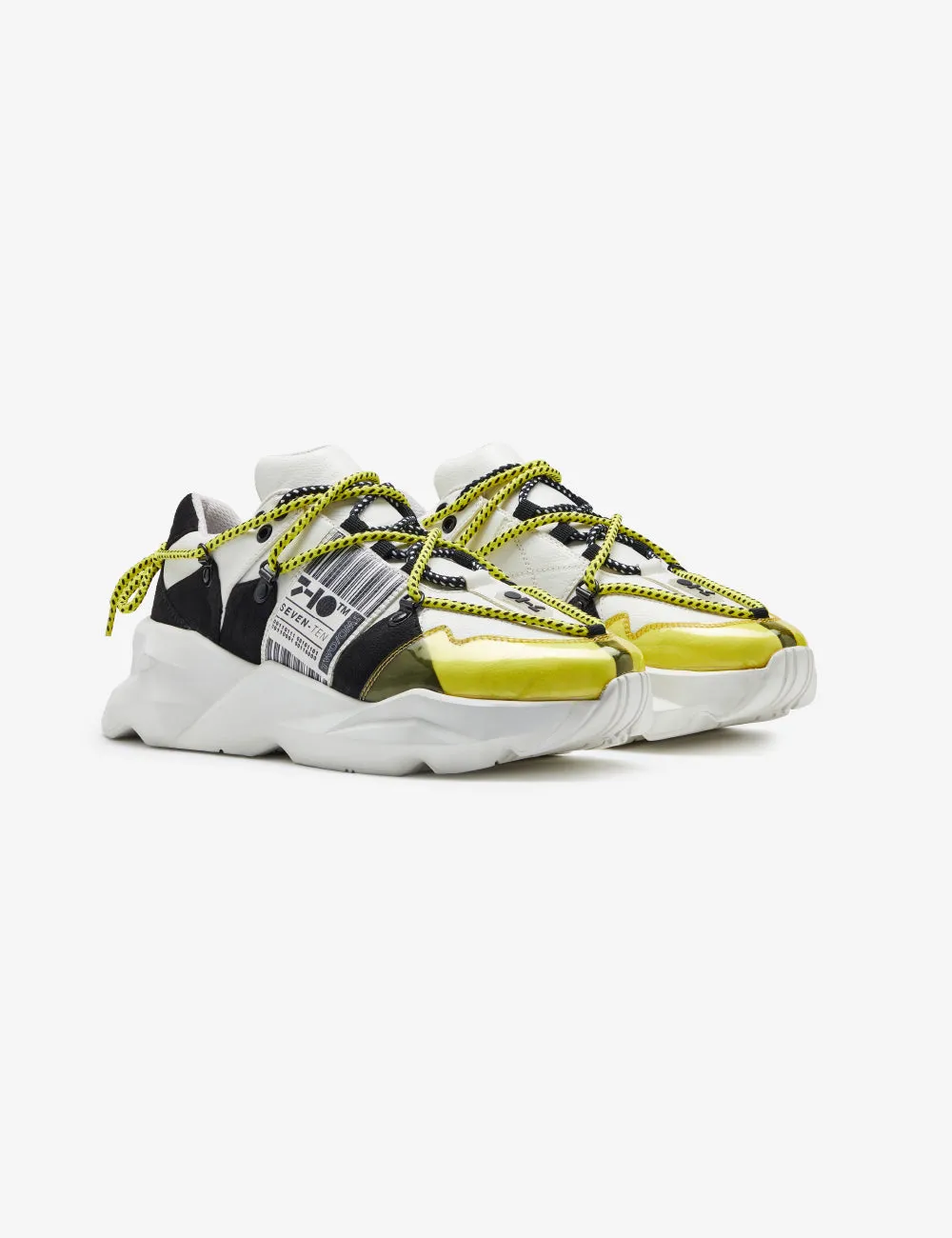 706 white yellow graphic chunky sneaker