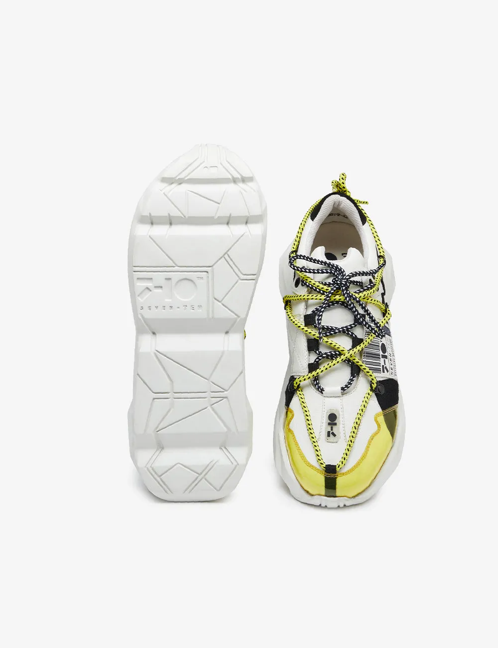 706 white yellow graphic chunky sneaker