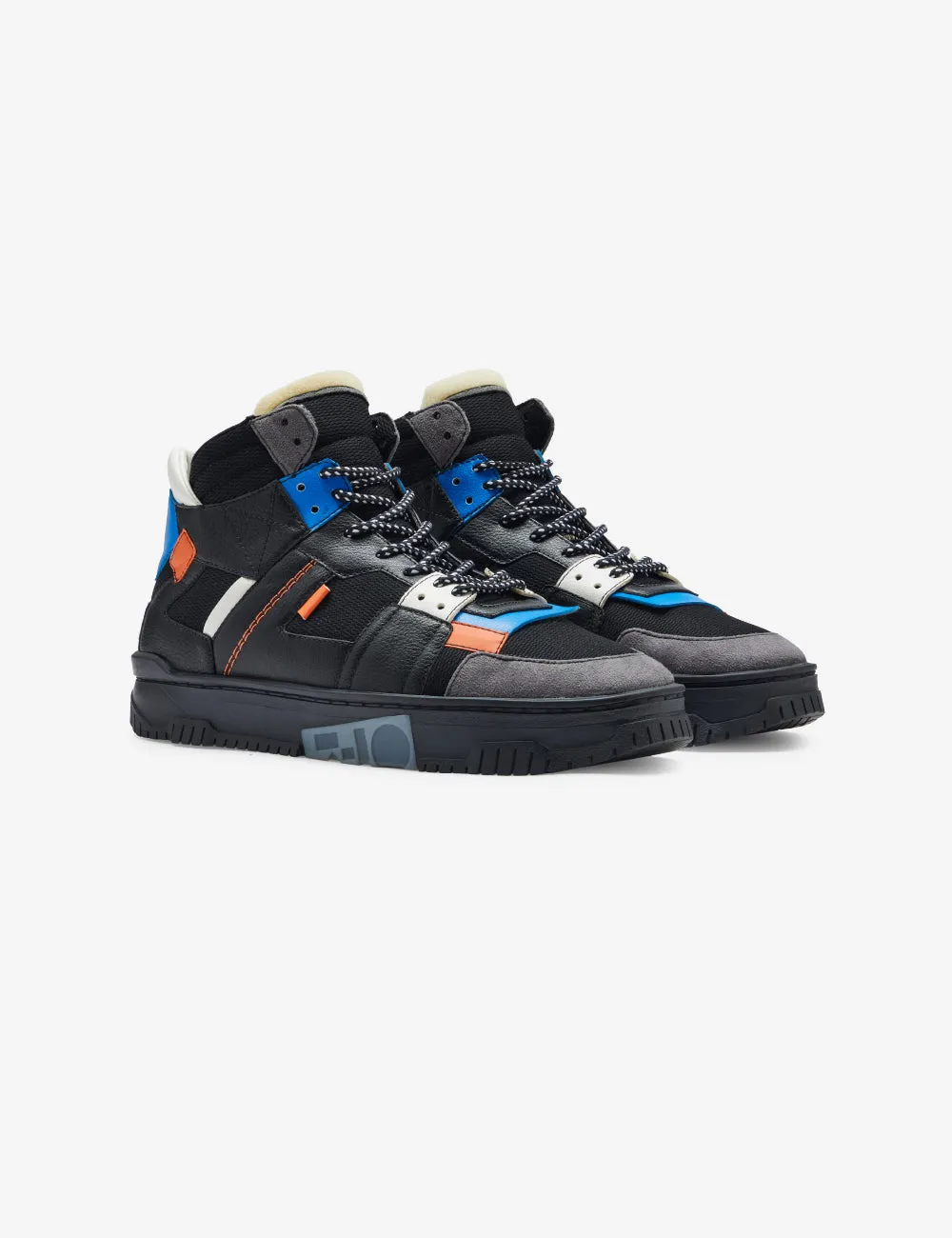 710 black orange blue mid-top sneaker