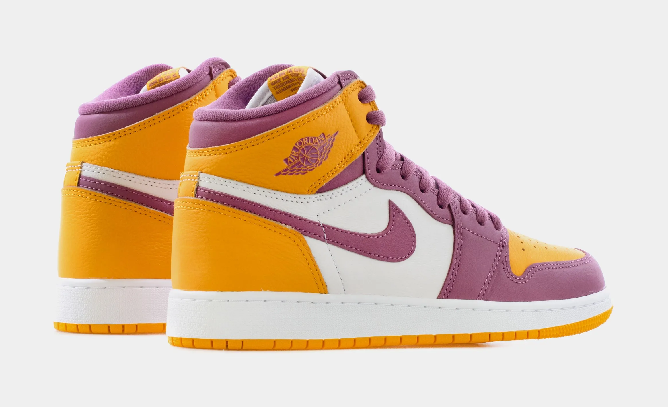 Air Jordan 1 High OG Brotherhood Grade School Lifestyle Shoes (University Gold Yellow/Light Bordeaux Pink) Free Shipping