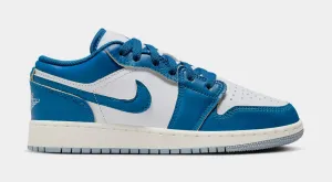 Air Jordan 1 Low SE Industrial Blue Grade School Lifestyle Shoes (White/Blue Grey/Sail/Industrial Blue)