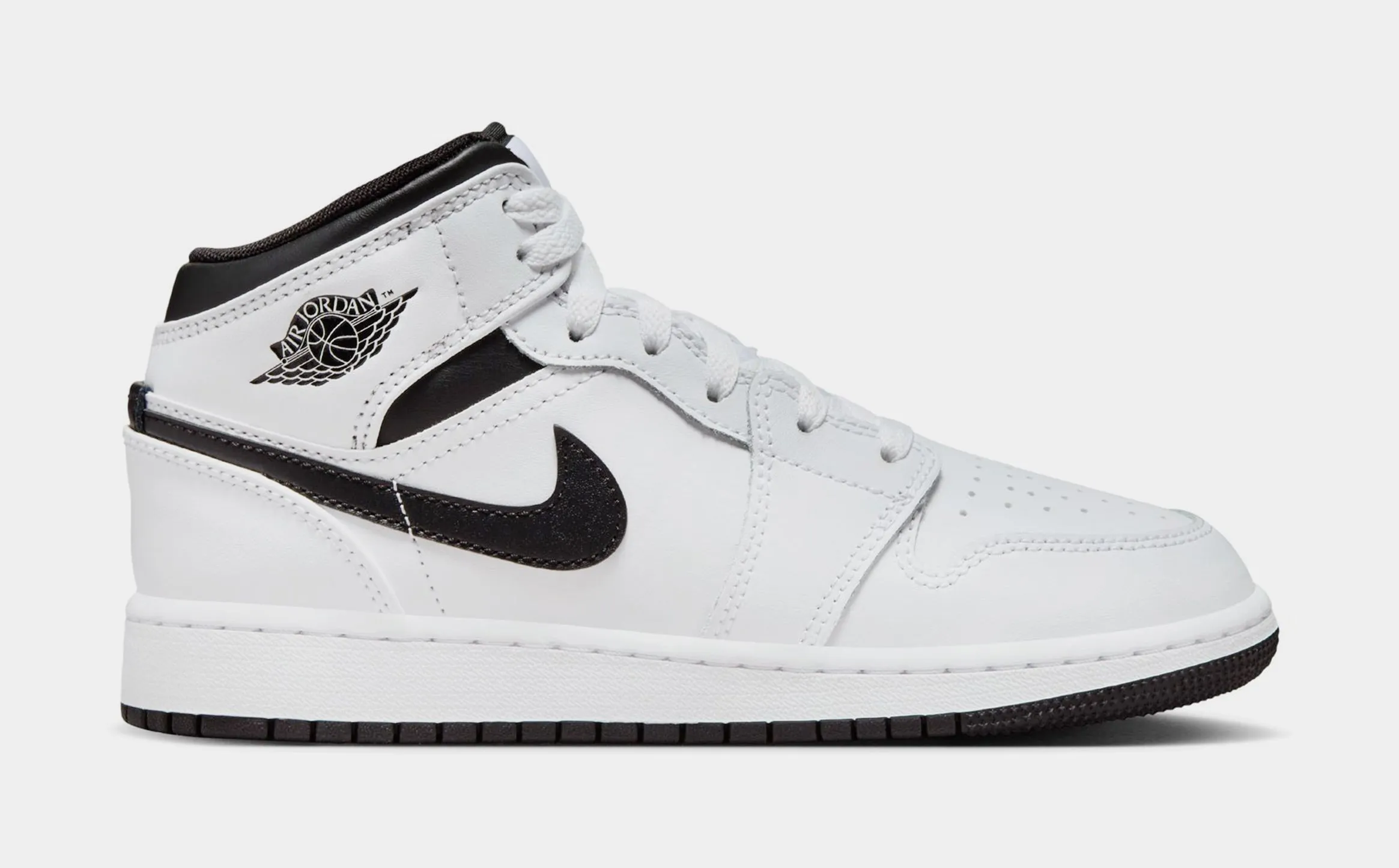 Air Jordan 1 Mid Grade School Lifestyle Shoes (White/Black)