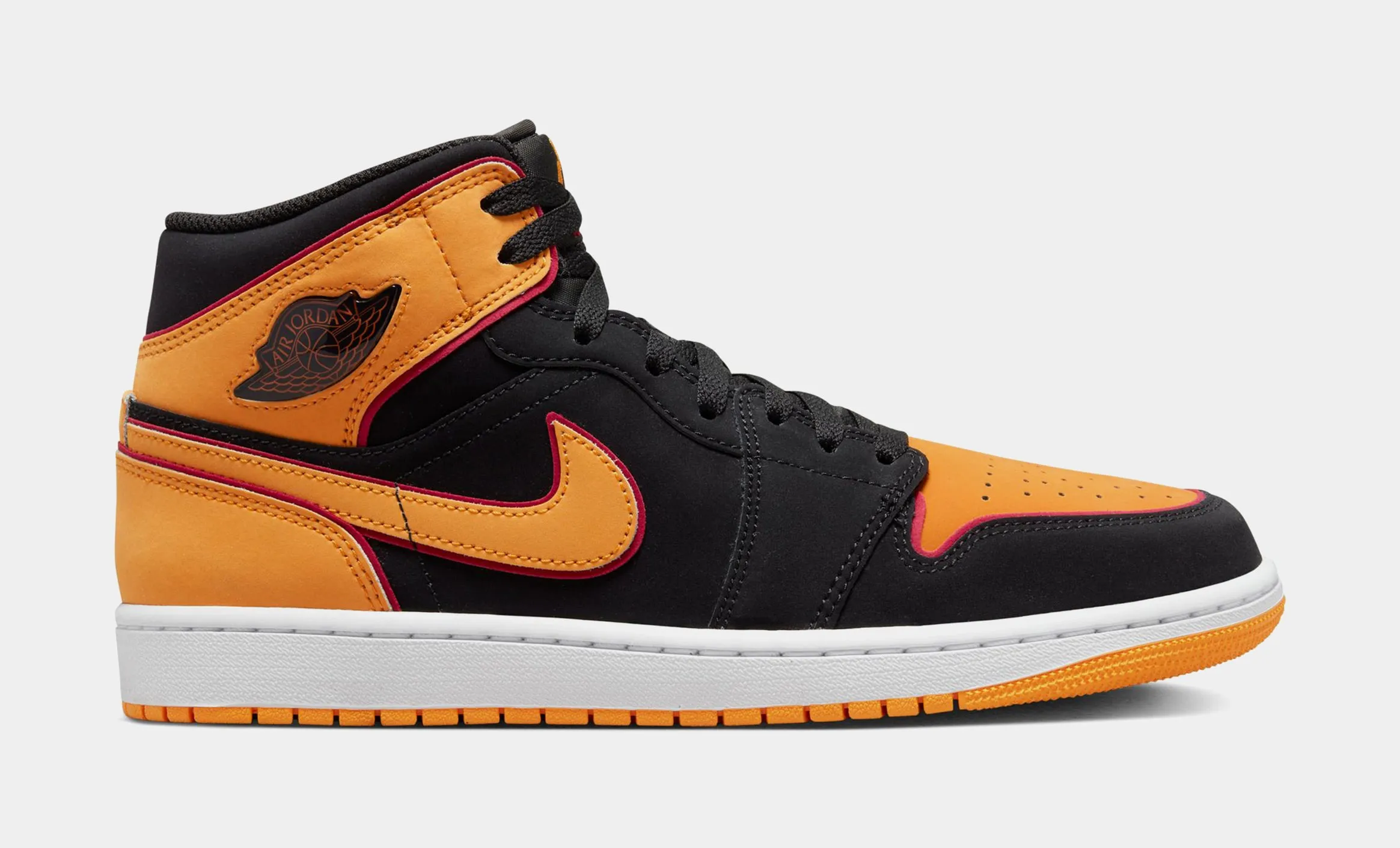 Air Jordan 1 Mid SE Vivid Orange Mens Shoes (Black/Cardinal Red/White/Vivid Orange)