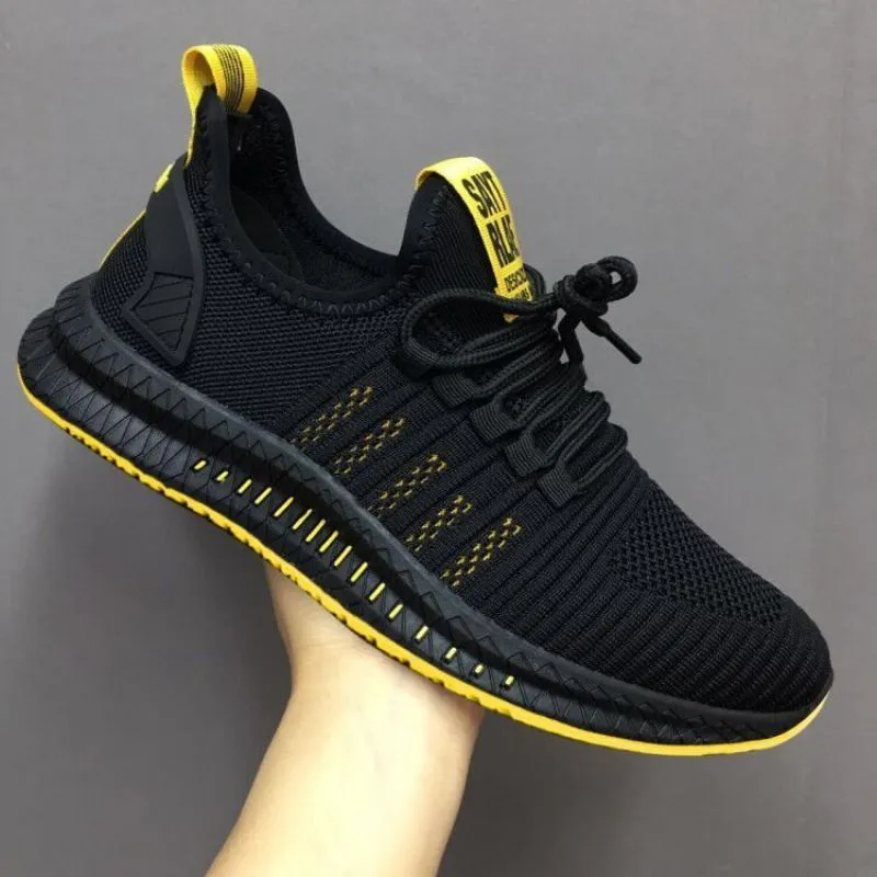 All Black Work Shoes Men's Mesh Men's Shoes Breathable Lightweight Mesh Shoes Summer Mesh Sports Casual Shoes