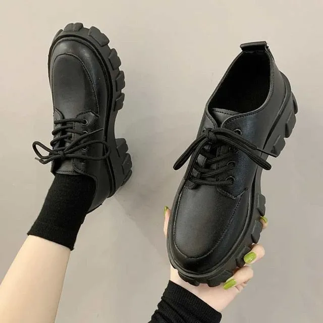 Amozae Autumn Boots Women Platform Shoes Thinken Heel Chunky Sneakers Black Punk Boots Shoes Height Increasing Botas De Mujer