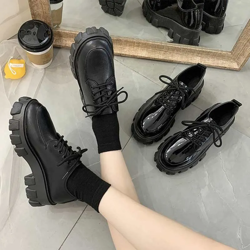 Amozae Autumn Boots Women Platform Shoes Thinken Heel Chunky Sneakers Black Punk Boots Shoes Height Increasing Botas De Mujer