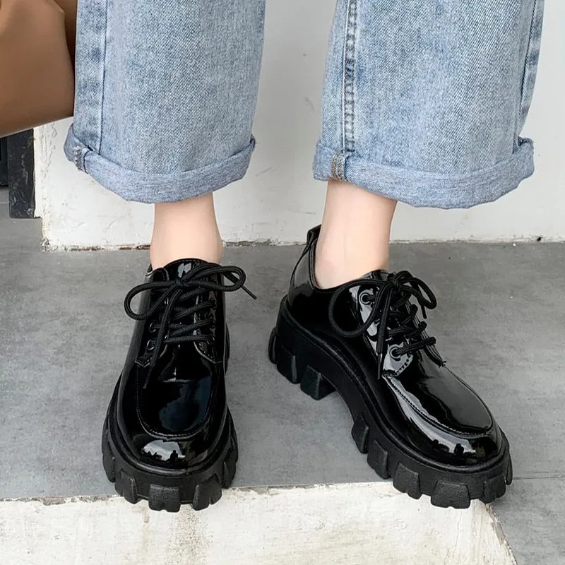 Amozae Autumn Boots Women Platform Shoes Thinken Heel Chunky Sneakers Black Punk Boots Shoes Height Increasing Botas De Mujer