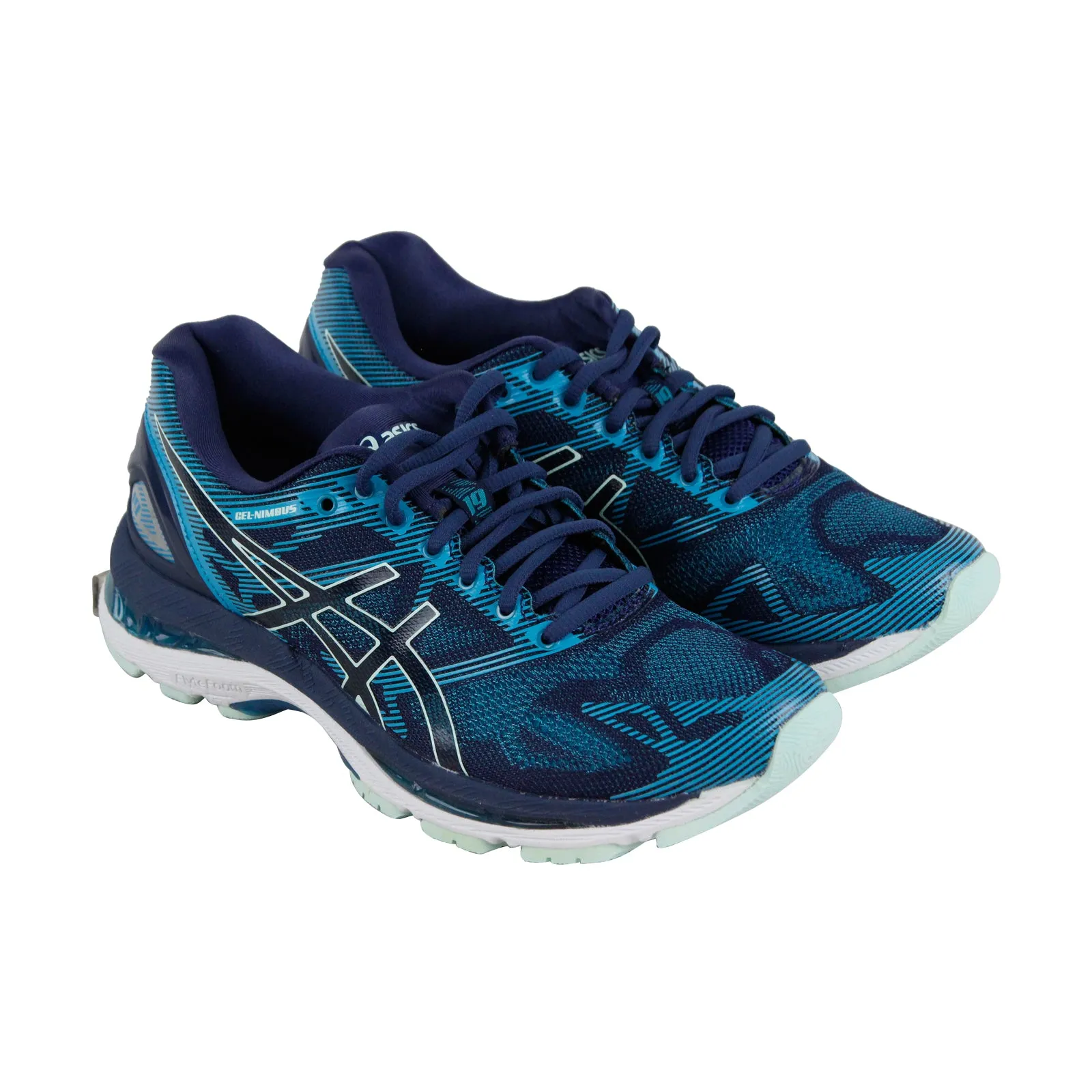 Asics Gel Nimbus 19 T750N-5067 Womens Blue Mesh Low Top Athletic Running Shoes