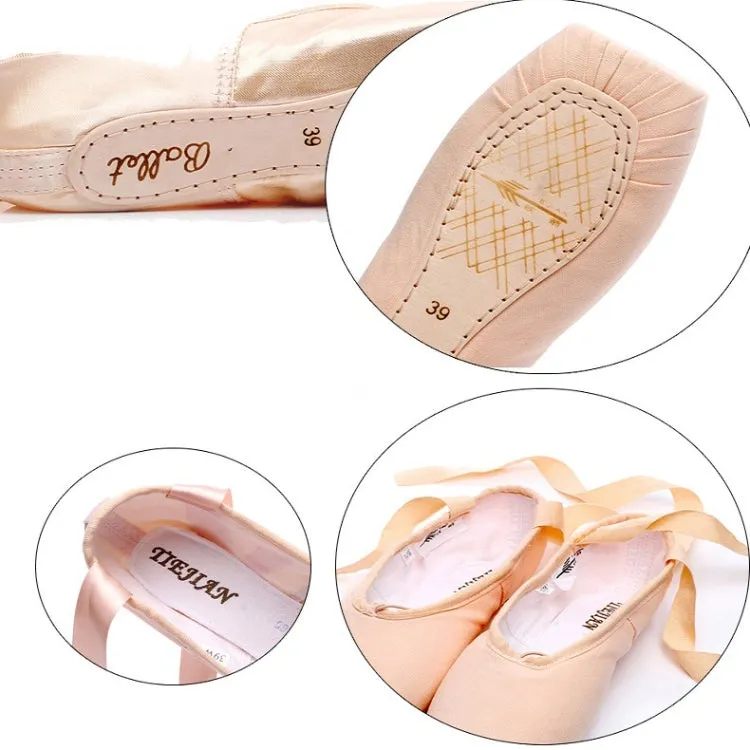 Ballet Lace Pointe Shoes Professional Flat Dance Shoes, Size: 33(Canvas)