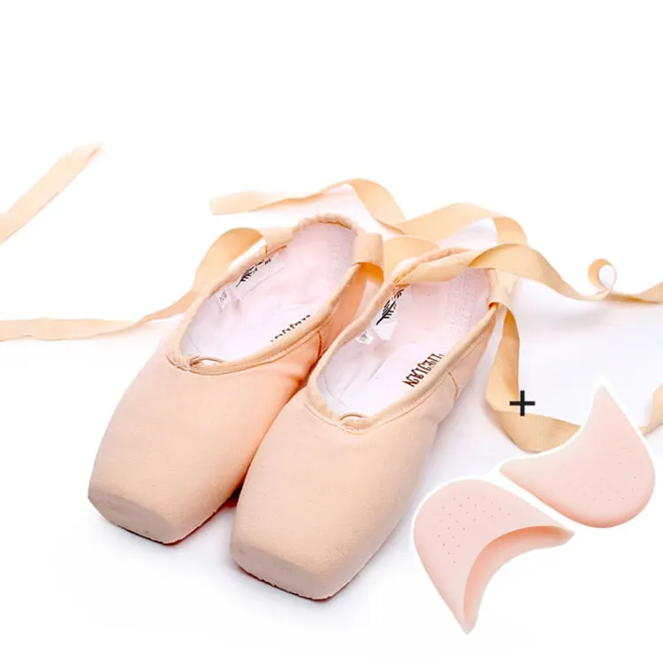 Ballet Lace Pointe Shoes Professional Flat Dance Shoes, Size: 35(Canvas   Silicone Case)