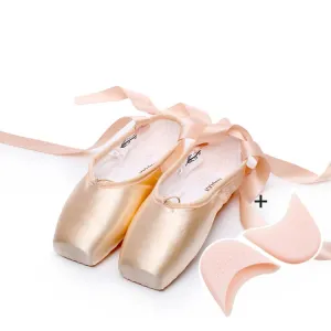 Ballet Lace Pointe Shoes Professional Flat Dance Shoes, Size: 38(Satin   Silicone Case)