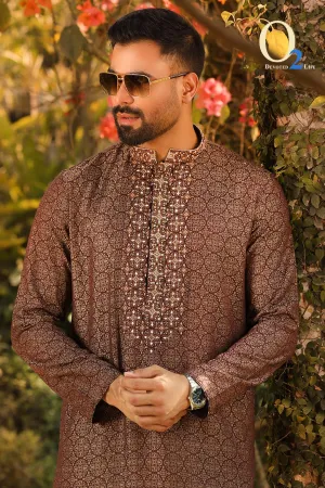 Bayswater Floral Printed Heavy Zardozi Classic Fit Panjabi