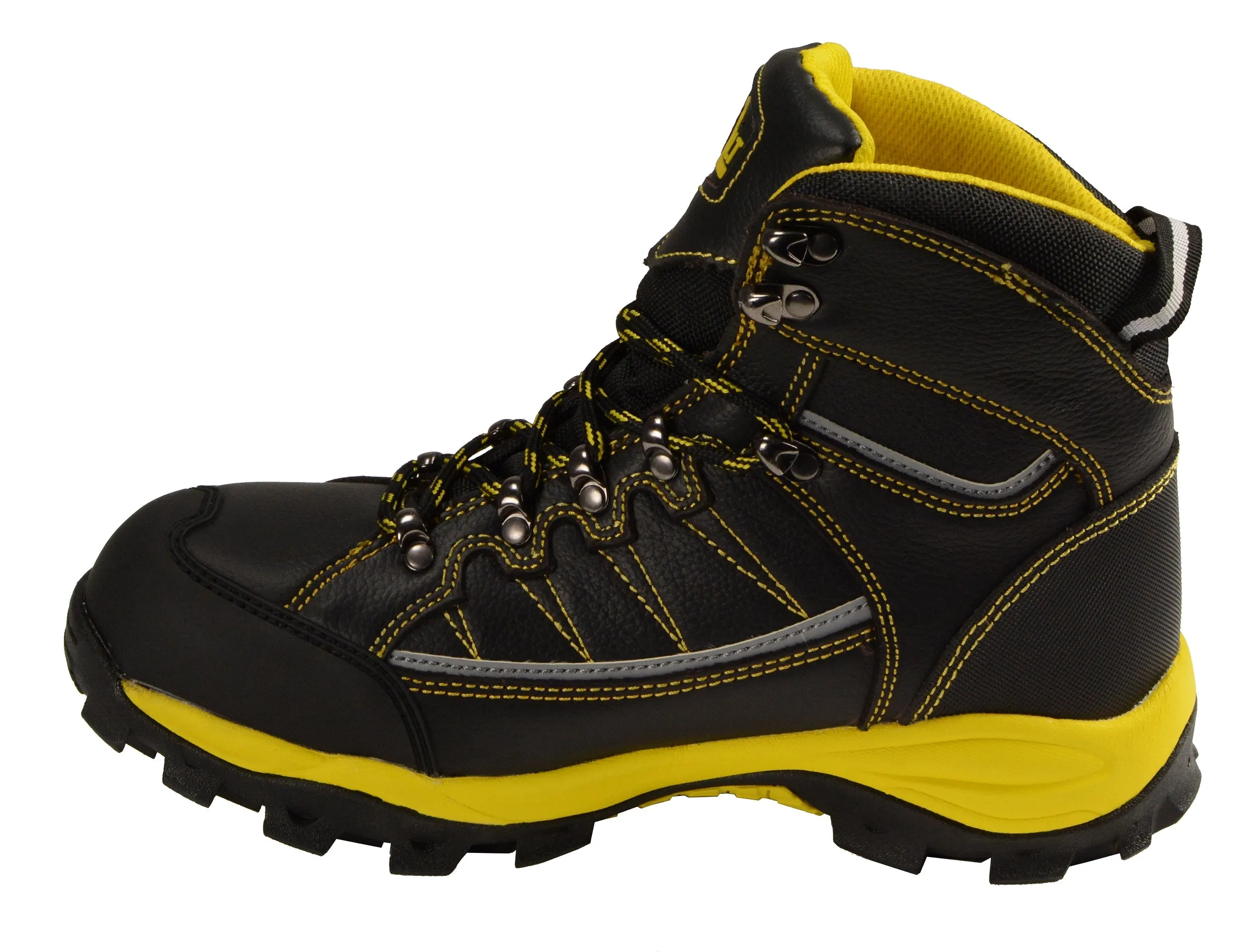 BAZALT-Men's Black & Yellow Water & Frost Proof Leather Boots W/ Composite Toe-BLK/YELLOW-7