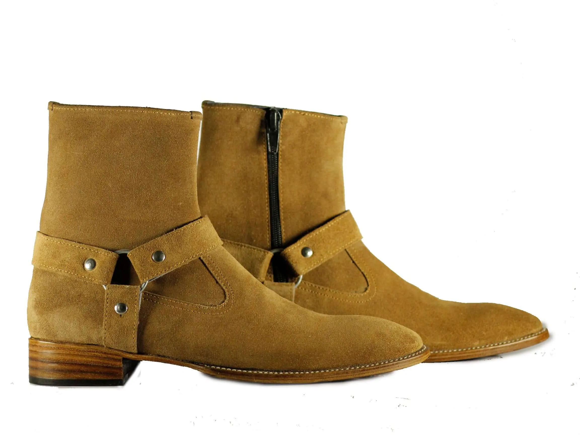 Bespoke Ankle Tan Madrid Strap Suede Boot