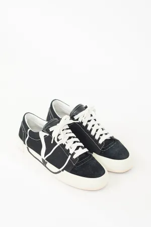 Black & White Canvas & Suede V Logo Sneaker