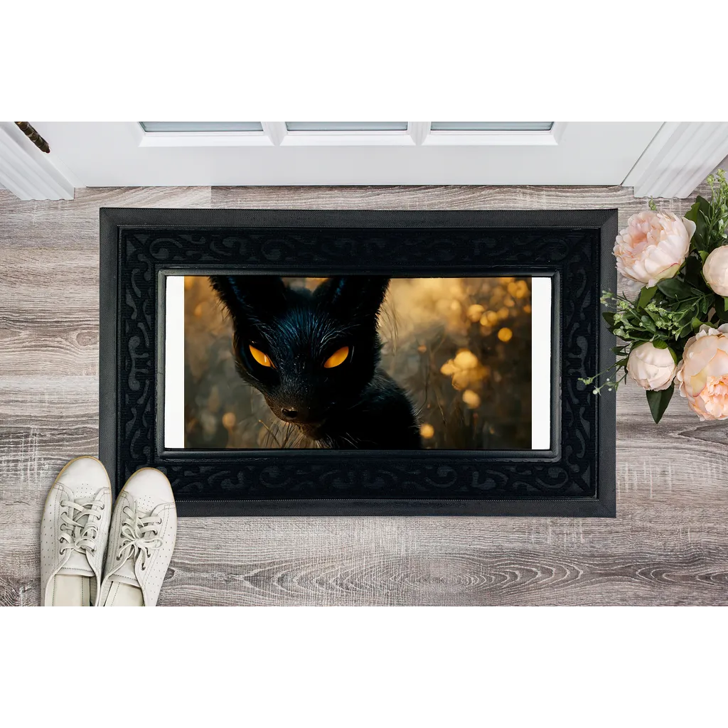 Black and Orange Kitty Cat Sublimation Heavy Duty Door Mat