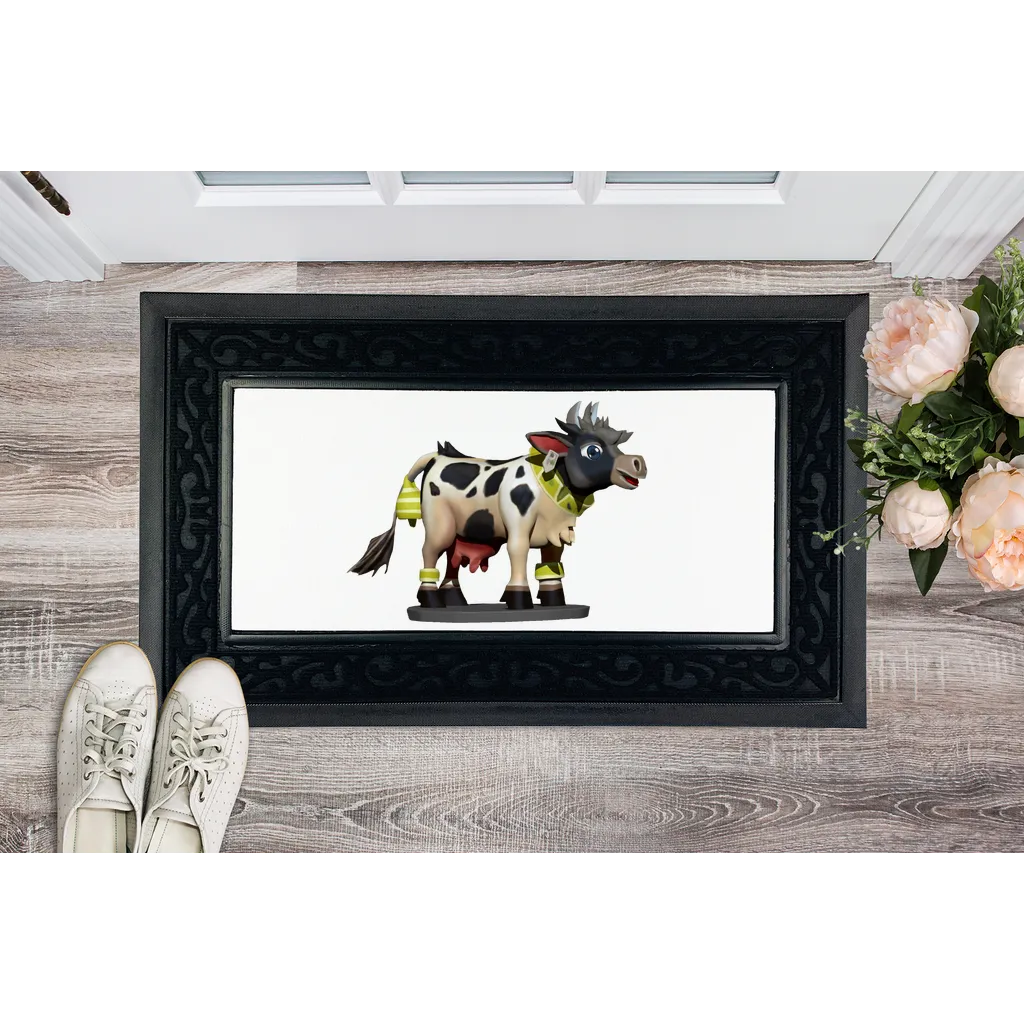 Black and White Cow Sublimation Heavy Duty Door Mat