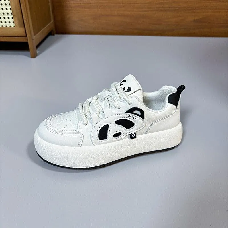 Black and White Panda Platform Sneakers