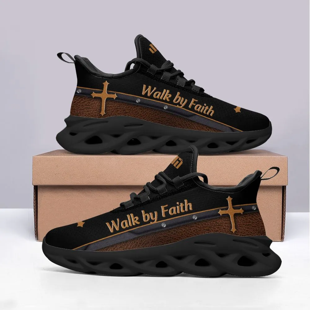 Black Jesus Walk By Faith Running Sneakers 1 Max Soul Shoes - Christian Shoes For Men And Women