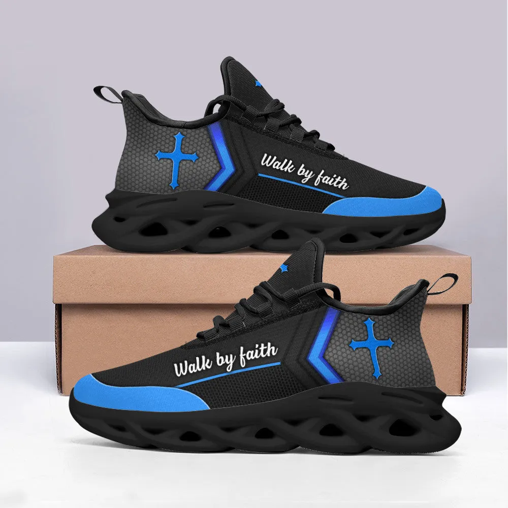 Black Jesus Walk By Faith Running Sneakers 3 Max Soul Shoes - Christian Shoes For Men And Women