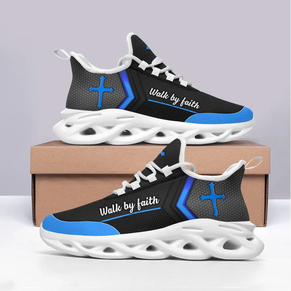 Black Jesus Walk By Faith Running Sneakers 3 Max Soul Shoes - Christian Shoes For Men And Women