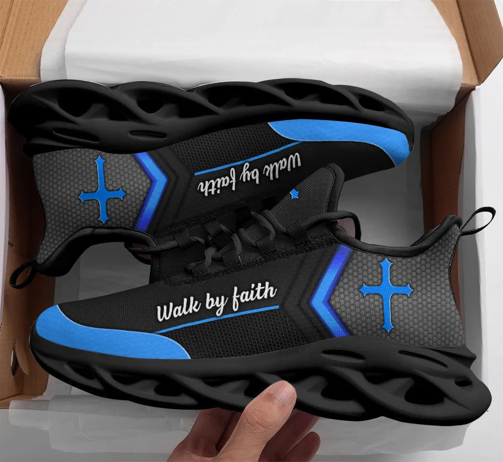 Black Jesus Walk By Faith Running Sneakers 3 Max Soul Shoes - Christian Shoes For Men And Women