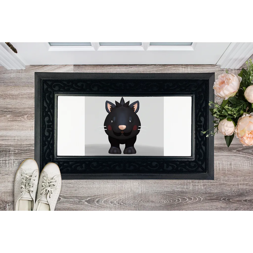 Black Kitty Sublimation Heavy Duty Door Mat