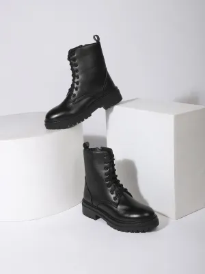 Black PU Block Ankle Boots (TC-1011-BLK)