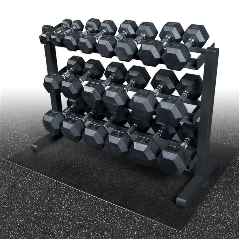 Body-Solid Rubber Hex Dumbbell 5-50lb Package