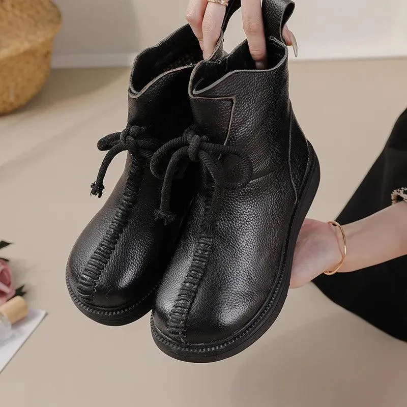 Boots Genuine Leather Handmade Women's Casual Shoes GCSCC08 Ankle Platform Boots