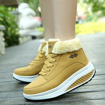 Boots Warm Fur Lining Rocker Sole Platform Casual Shoe